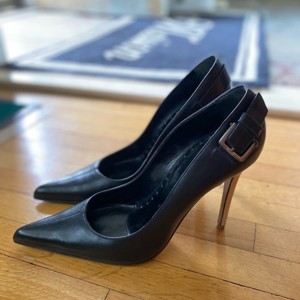 YSL RIVE GAUCHE Classic Black Pointed-Toe Stiletto Pumps